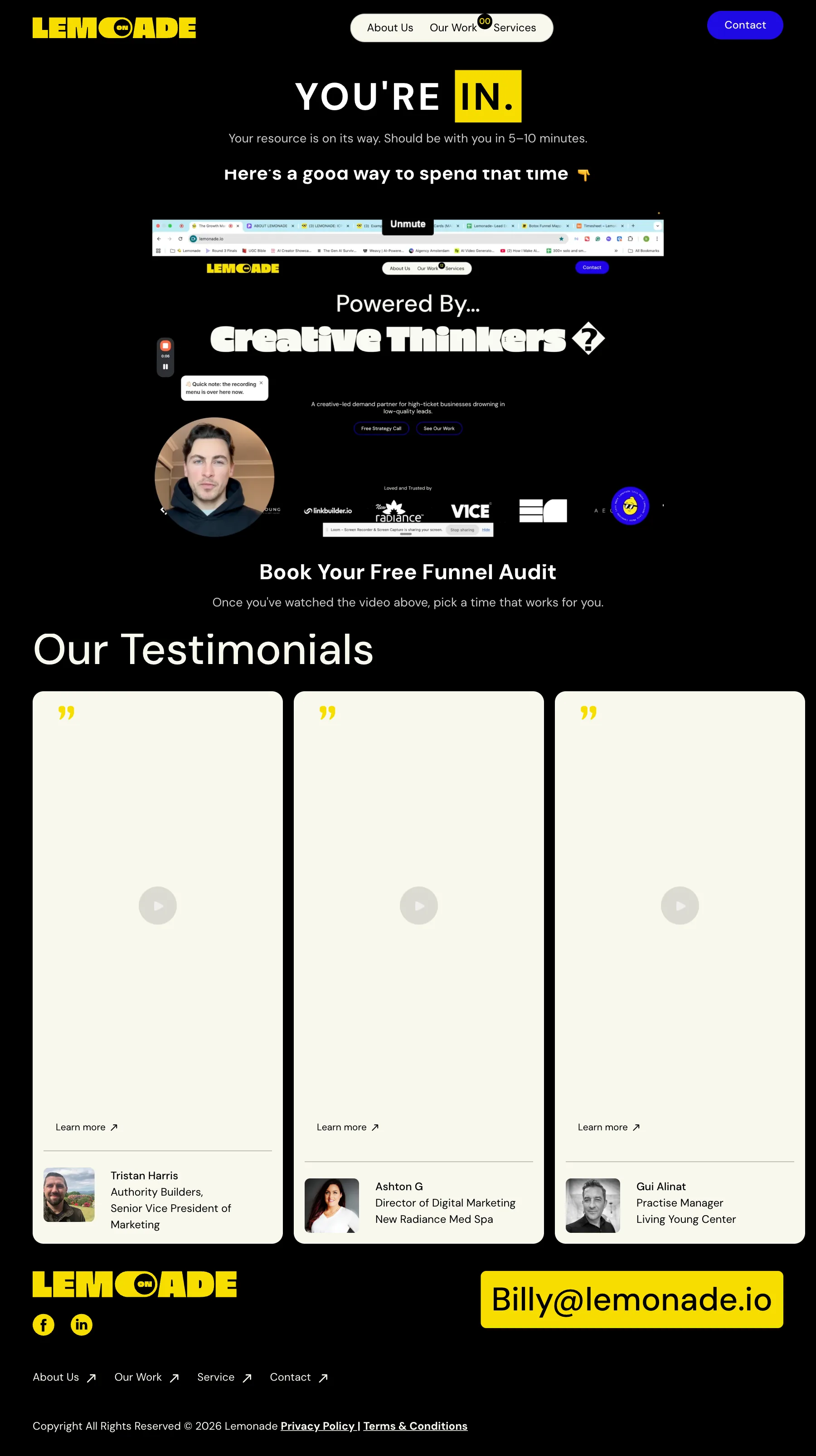 Lemonade's lead-capture page built by the engine